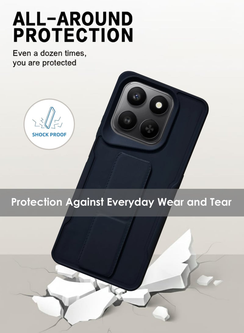 Honor X7d Hand Grip Case Cover - Magnetic Hand Grip Holder & Kickstand Case For Honor X7d - Strong Grip for Magnetic Car Holder, Stylish Silicone Case & Functional, Ultimate Convenience & Hands-Free Viewing - Black - Image 3